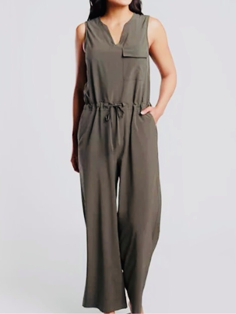Athleta Elegant Green Sleeveless Jumpsuit